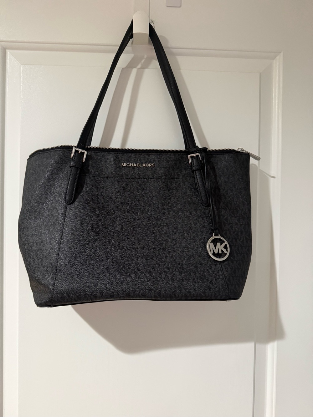 Michael Kors Black MK Logo Shoulder Tote